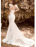 Spaghetti Straps Beaded Ivory Lace Tulle Wedding Dress